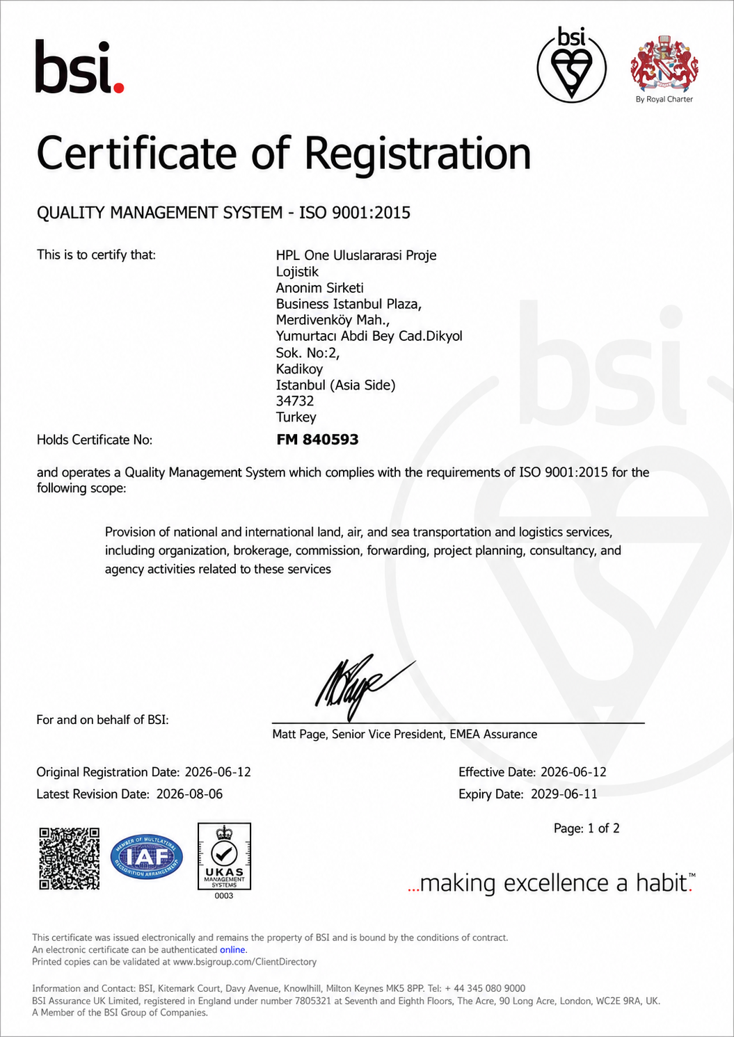 ISO 9001 Certificate